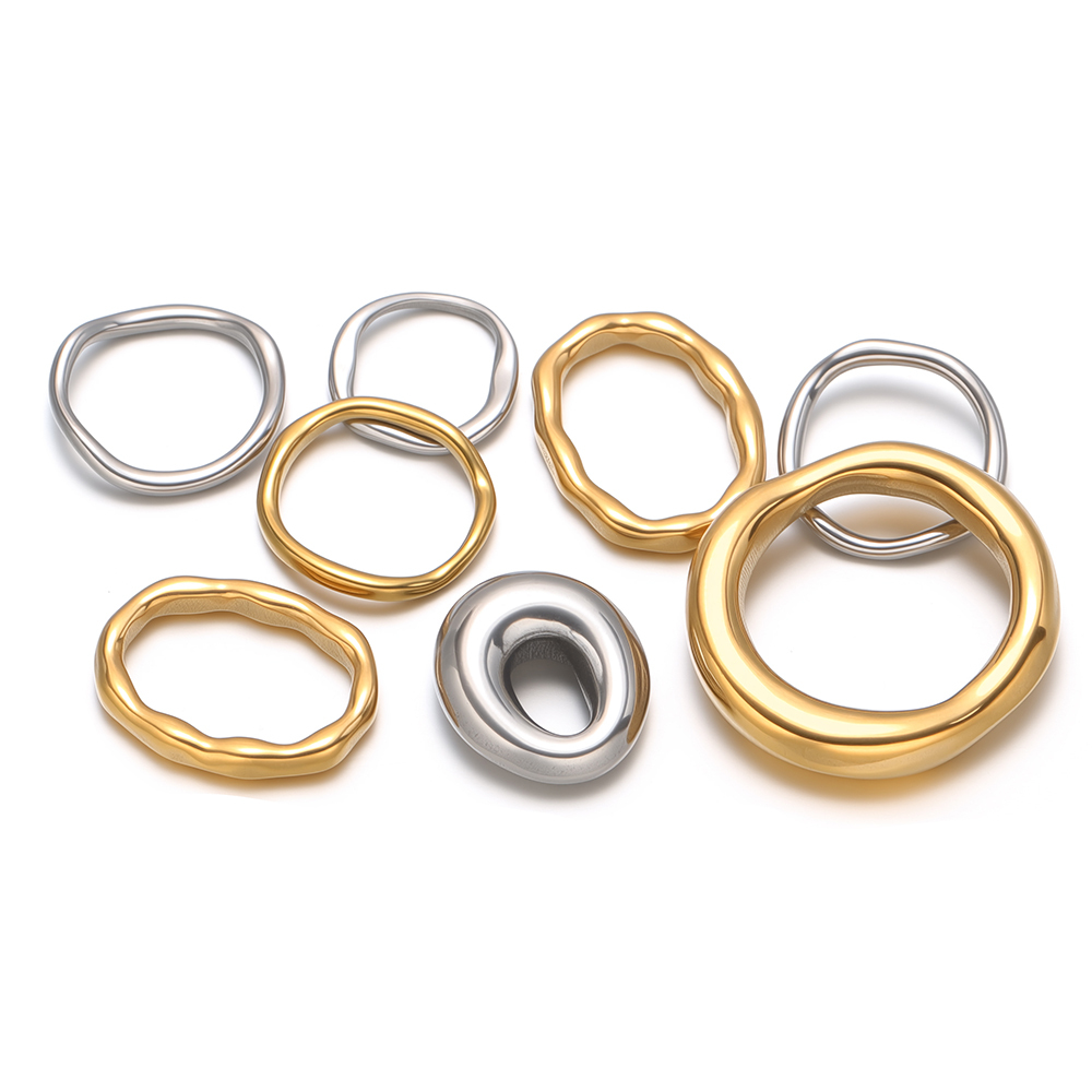 Hoop Earrings - 5 adet Paslanmaz Çelik Yuvarlak Oval
