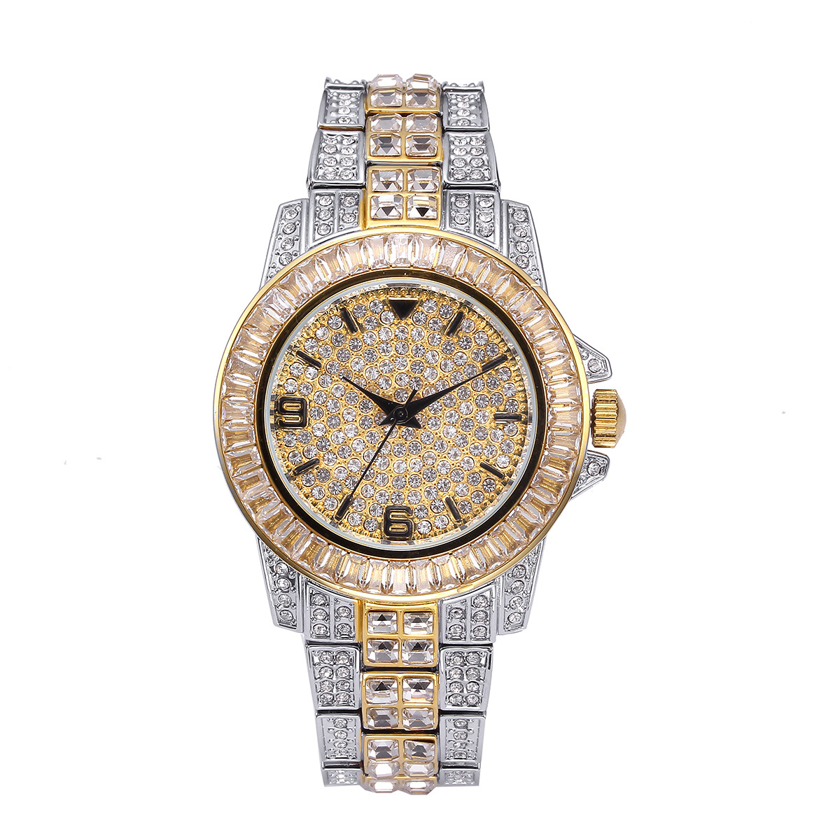Jewelry Watches For Men - Lüks Tam Taş Kuvars Saatler Erkekler