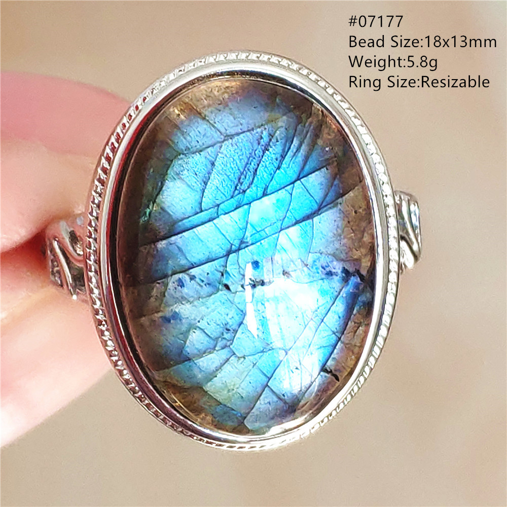 Turquoise Stone Ring - Doğal Mavi Işık Labradorit Ayarlanabilir Yüzük
