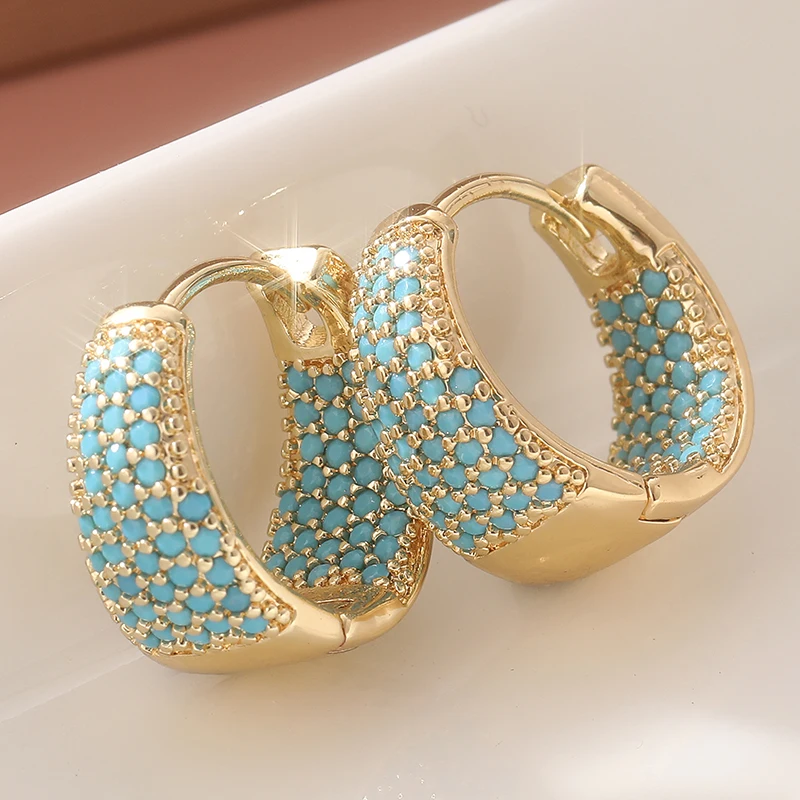 Turquoise Stone Ring - Moda Tam Mavi Turkuaz Kaplamalı Lüks