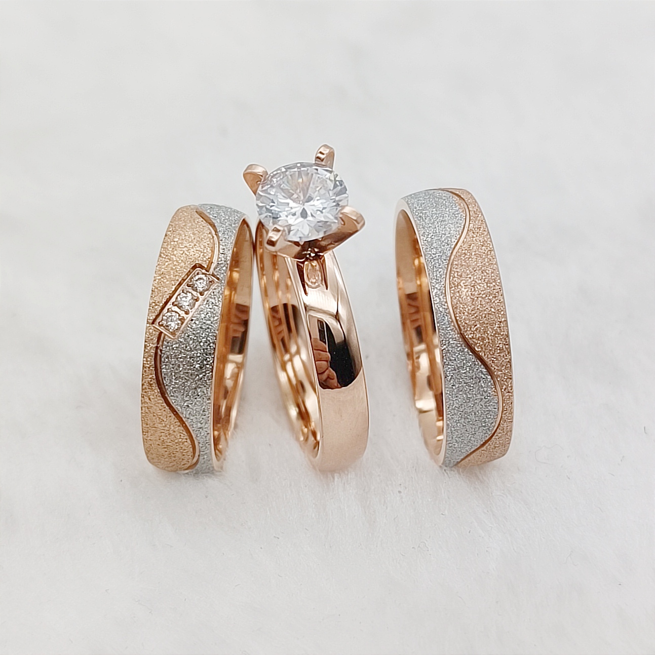 Couple Ring Set - Teklif 3 adet Evlilik Promise Düğün