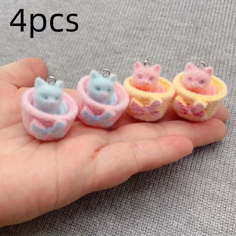 4 adet 3D peluş reçine kedi ko - Drop Earrings incelemesi ve fiyatı