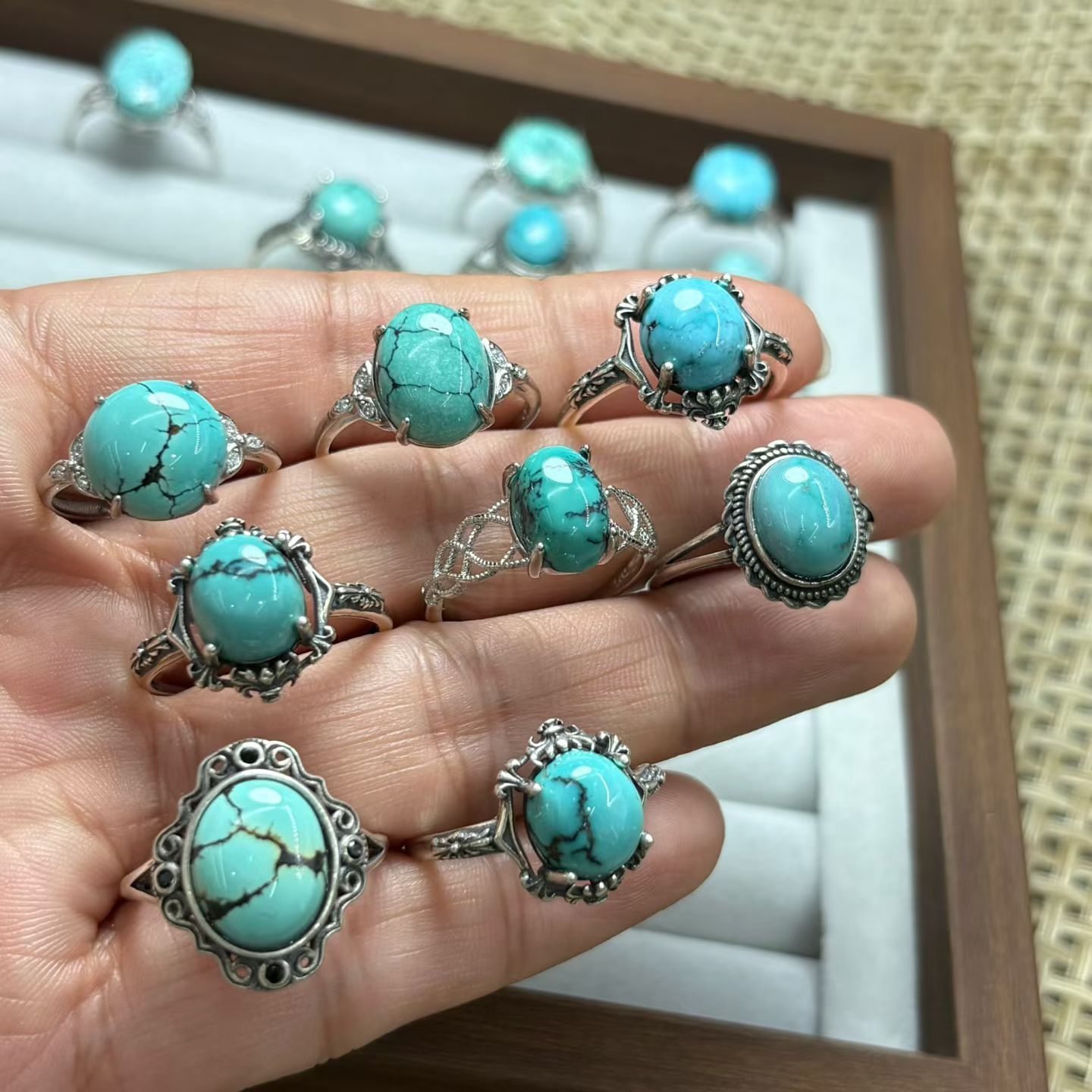 1 adet Fengbaowu Doğal Turkuaz - Turquoise Stone Ring incelemesi ve fiyatı