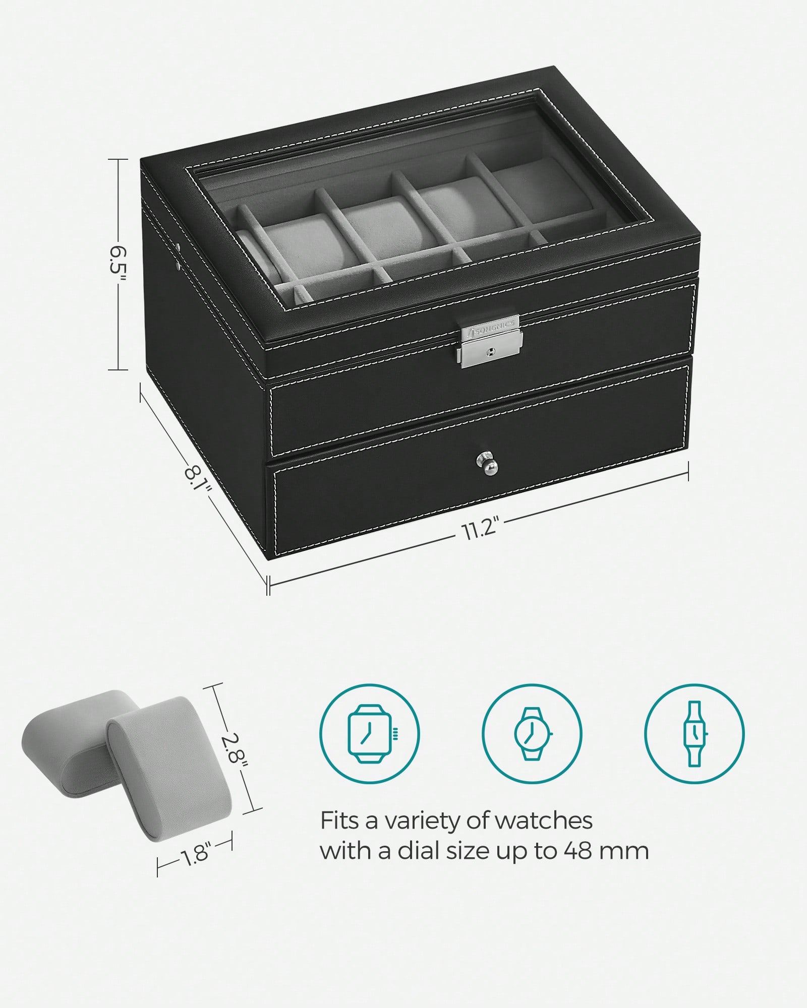 20 Bölmeli Cam Kapaklı ve Kili - Jewelry Box With Watches incelemesi ve fiyatı