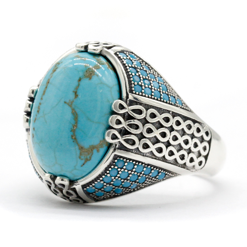 Doğal turkuaz taş yüzük erkekl - Turquoise Stone Ring incelemesi ve fiyatı