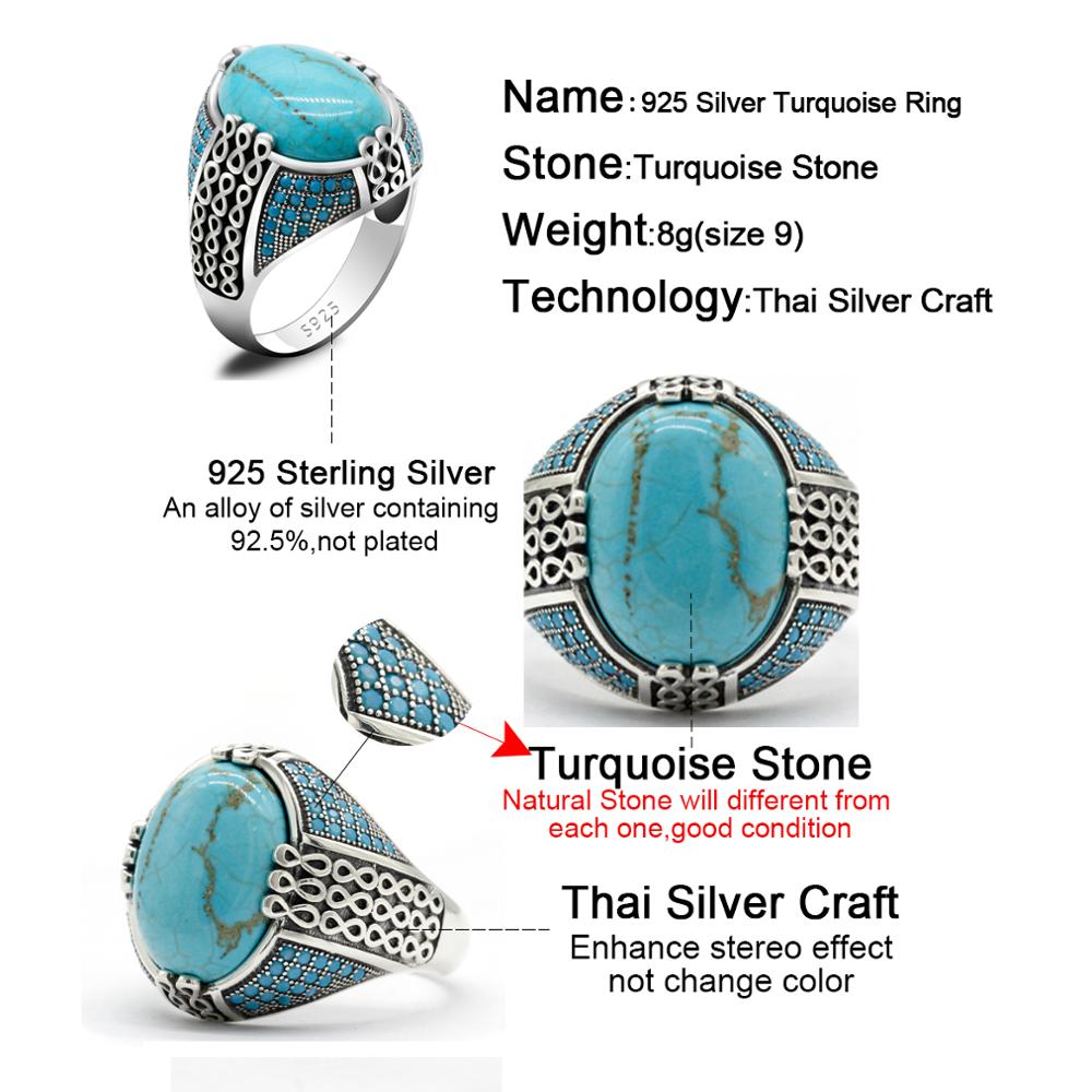Doğal turkuaz taş yüzük erkekl - Turquoise Stone Ring incelemesi ve fiyatı