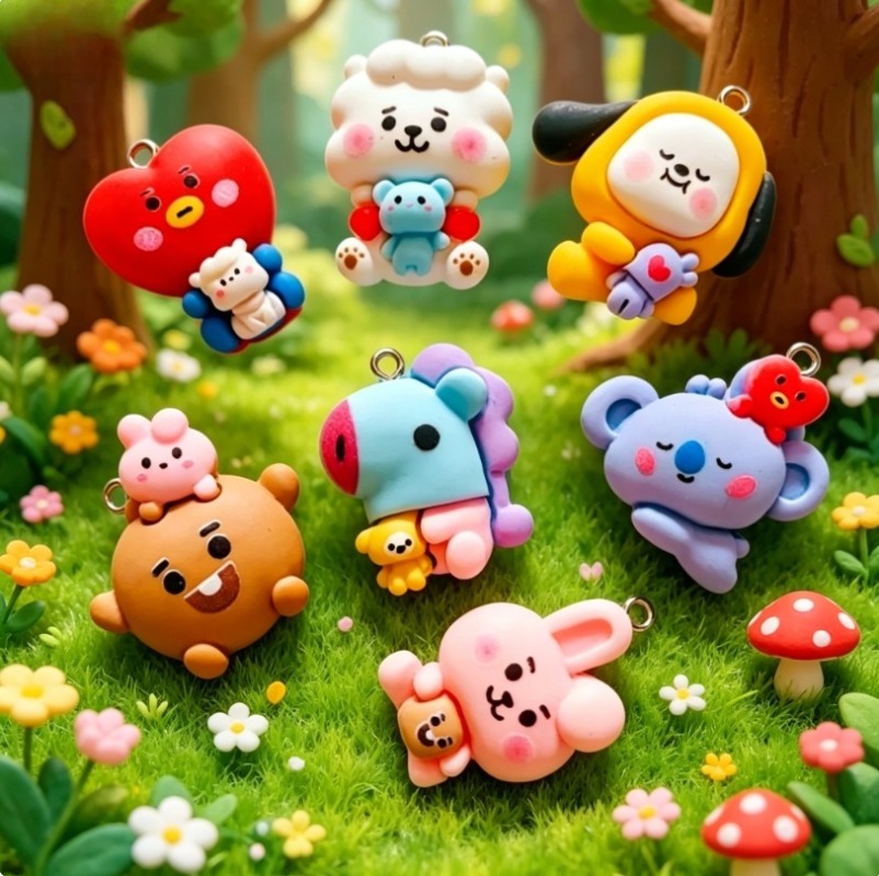 7 adet BT21 Reçine Karikatür F - Drop Earrings incelemesi ve fiyatı