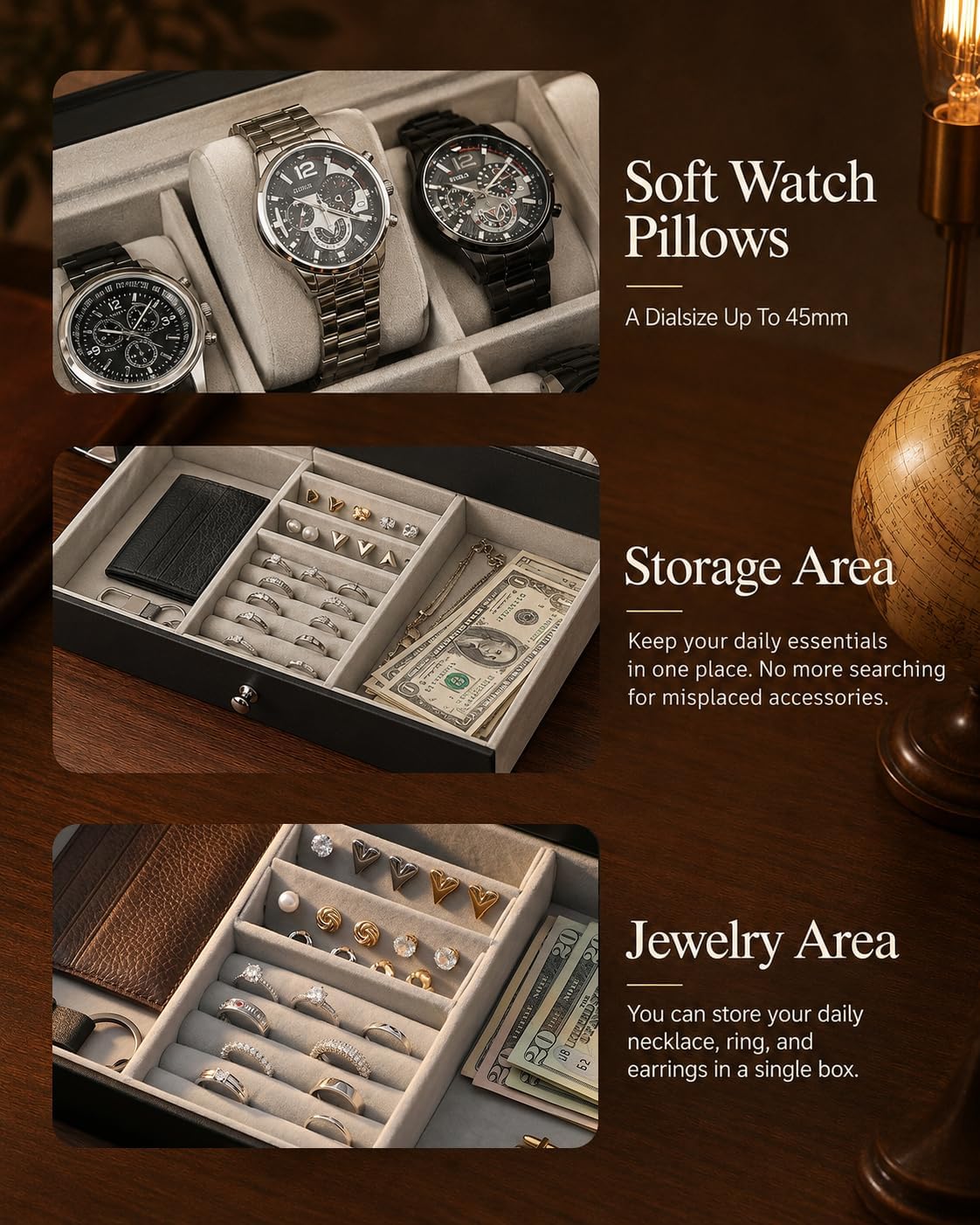 Erkekler İçin Saat Kutusu Düze - Jewelry Box With Watches incelemesi ve fiyatı